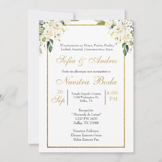 Hochzeitsreise mit Rosenbukett Einladung (Vorderseite)