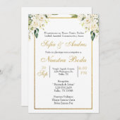 Hochzeitsreise mit Rosenbukett Einladung (Vorne/Hinten)