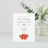 Hochzeitsreise mit Rotem Mohn Einladungspostkarte (Stehend Vorderseite)