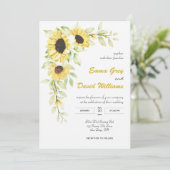 Hochzeitsreise mit Sonnenblumen Einladung (Stehend Vorderseite)