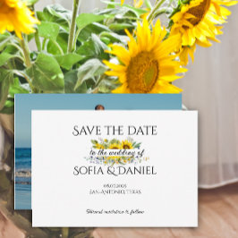 Hochzeitsreise mit Sonnenblumen Foto Save the Date