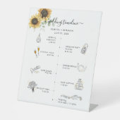 Hochzeitsreise mit Sonnenblumen mit Ikonen Prog Sockelschild (Vorderseite)