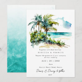 Hochzeitsreise mit tropischen Palmen Einladung