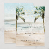 Hochzeitsreise mit tropischen Palmen Einladung (Vorne/Hinten)