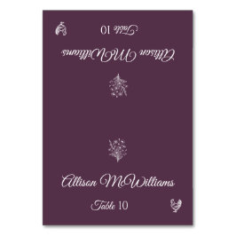 Hochzeitsreise Platzkarte-Wildblumen-Geflügel- Tis Tischnummer