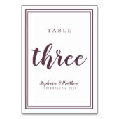 Hochzeitsreise Tischnummer Drei einfache moderne L (Rückseite)