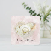 Hochzeitsrennen am Seashell Beach Herz Einladung (Stehend Vorderseite)