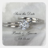 Hochzeitsrennen auf Grau Save the Date Quadratischer Aufkleber (Vorderseite)