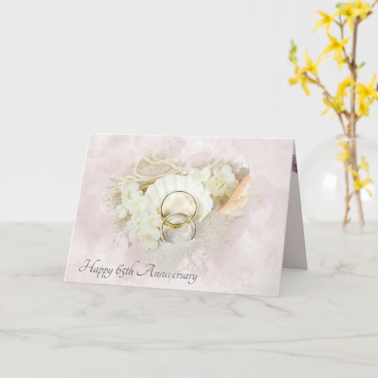 Hochzeitsrennen im 65. Jubiläum von Seashell Karte (Gelbe Blume)