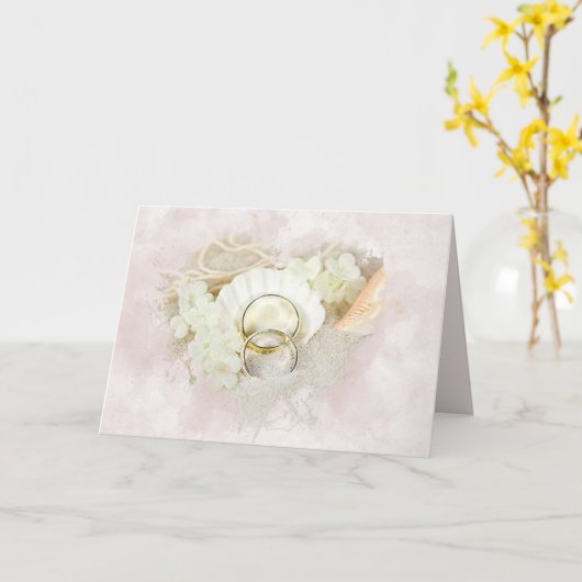 Hochzeitsrennen in Seashell Karte (Gelbe Blume)