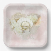 Hochzeitsrennen in Seashell und Sandherz Pappteller (Vorderseite)