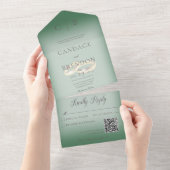 Hochzeitsrennen Moderner Grüner QR-Code All In One Einladung (Abreißen)