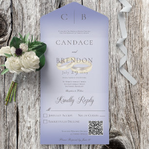 Hochzeitsrennen Moderner Periwinkle QR Code All In One Einladung