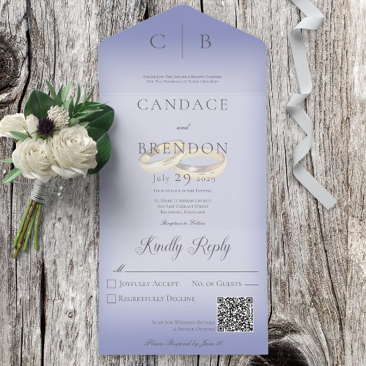 Hochzeitsrennen Moderner Periwinkle QR Code All In One Einladung