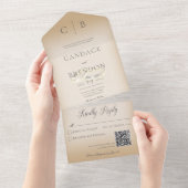 Hochzeitsrennen Moderner Tan QR Code All In One Einladung (Abreißen)