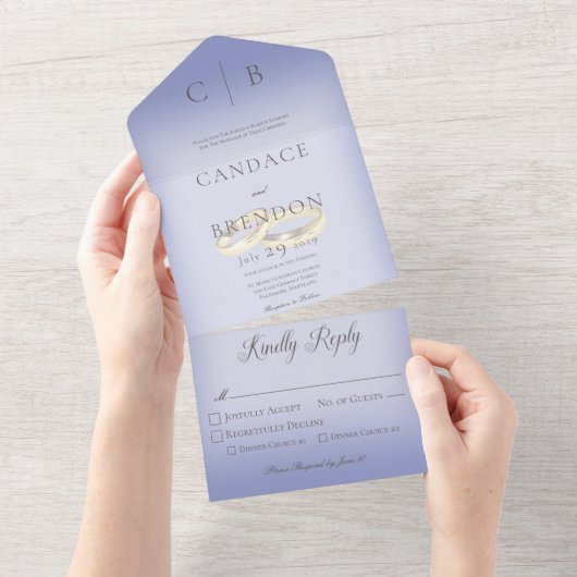 Hochzeitsrennen Modernes Periwinkle Dinner All In One Einladung (Abreißen)