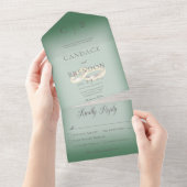 Hochzeitsrennen Modernes Smaragdgrünes Abendessen All In One Einladung (Abreißen)