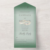 Hochzeitsrennen Modernes Smaragdgrünes Abendessen All In One Einladung (Innen Boden)