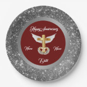 Hochzeitsrennen passen Silver Cross Jubiläum an Pappteller (Vorderseite)