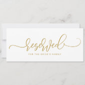 Hochzeitsreserviert Sign Bouncy Script Flat Gold Einladung (Vorderseite)