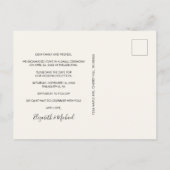 Hochzeitsrezeption Foto Save the Date Ankündigungspostkarte (Rückseite)