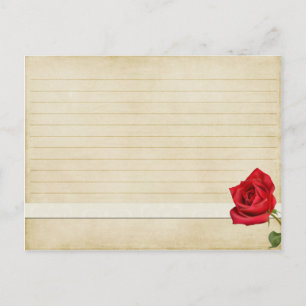 Hochzeitsrezeptkarte Vintage rote Rose Postkarte