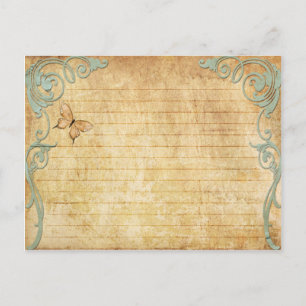 Hochzeitsrezeptkarte Vintage Schmetterling Postkarte