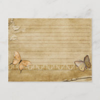 Hochzeitsrezeptkarte Vintage Schmetterling