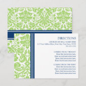 Hochzeitsrichtungskarten Limoner blauer Damast Begleitkarte (Vorne/Hinten)