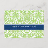 Hochzeitsrichtungskarten Limoner blauer Damast Begleitkarte (Rückseite)