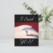 Hochzeitsring I Said Yes Postcard Ankündigungspostkarte (Stehend Vorderseite)