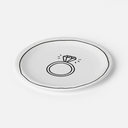 Hochzeitsring-Party Pappteller (Schrägansicht)