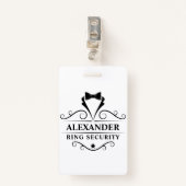 Hochzeitsring-Sicherheit Black Tuxedo-Krawatte Ausweis (Vorderseite mit Klammer)