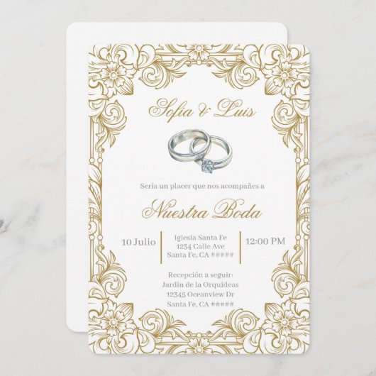 Hochzeitsring Spanische Hochzeit Einladung (Vorne/Hinten)