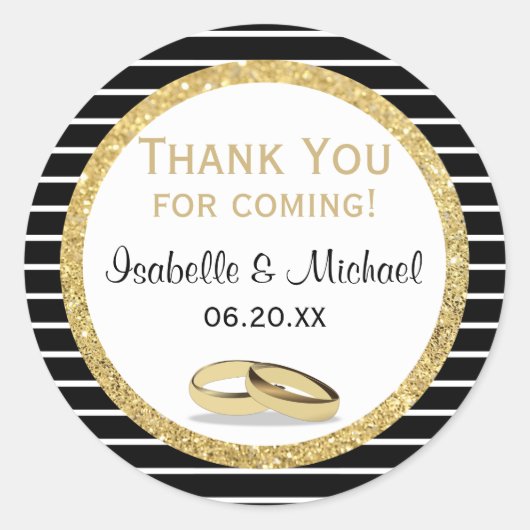 Hochzeitsring und Glitzer Danke Stickers (Vorderseite)