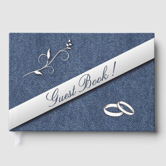 Hochzeitsringe Denim Blau Hochzeit Gästebuch (Vorderseite)
