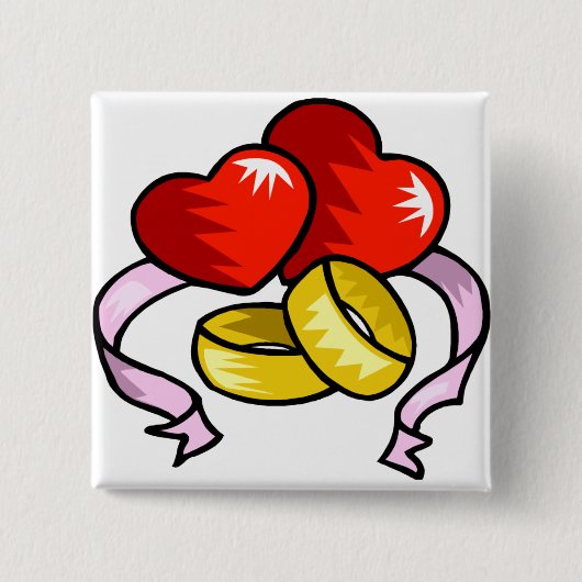 Hochzeitsringe im Herzen Button (Vorderseite)