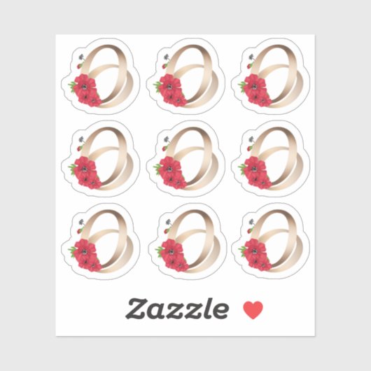 Hochzeitsringe, Ringe, Gold, Liebe, Vintag Aufkleber (Blatt)