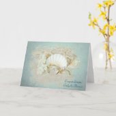 Hochzeitsringe und Muscheln Karte (Gelbe Blume)