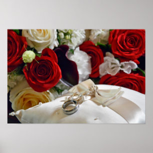 Hochzeitsringe und Rose-Poster Poster