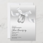 Hochzeitsrings & Bow Silver Wedding Einladung (Vorderseite)