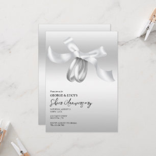 Hochzeitsrings & Bow Silver Wedding Einladung