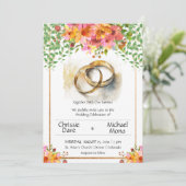 Hochzeitsrings Elegante White Wedding Einladung (Stehend Vorderseite)