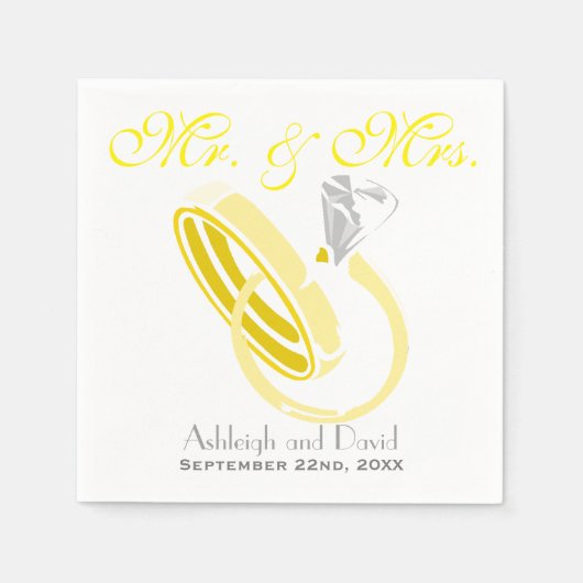 Hochzeitsrings Personalisiert Serviette (Vorderseite)
