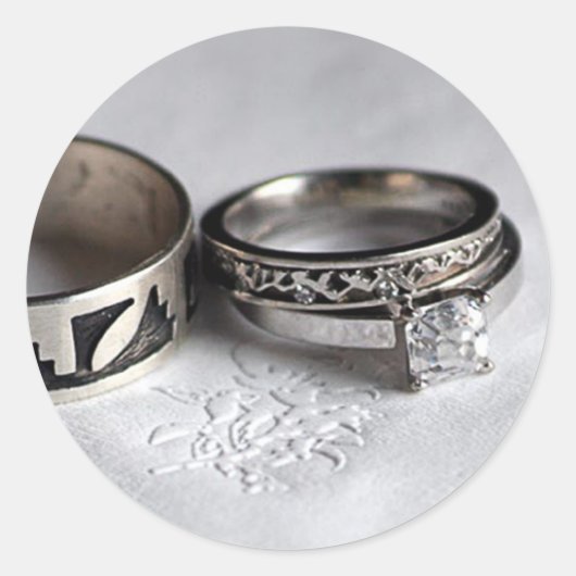 Hochzeitsrings Runder Aufkleber (Vorderseite)