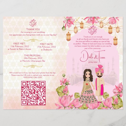 Hochzeitsrituale Hindu Programm Rosa Lotus Flyer (Vorne)