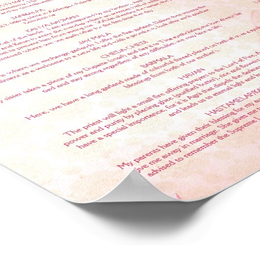 Hochzeitsrituale Hindu Programm Rosa Lotus Poster (Ecke)