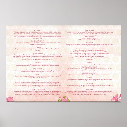 Hochzeitsrituale Hindu Programm Rosa Lotus Poster (Vorne)