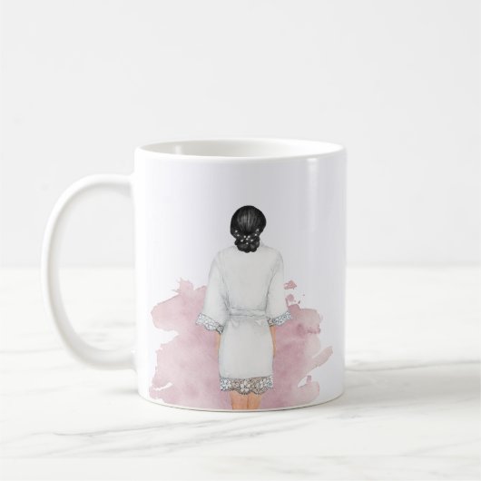 Hochzeitsrobe Rosa Zukunft mrs Monogramm Kaffeetasse (Links)