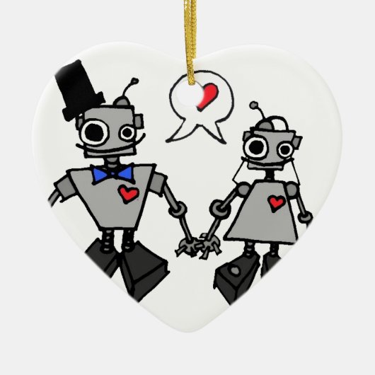 Hochzeitsroboter Keramikornament (Vorne)